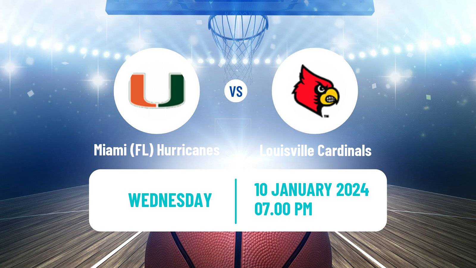 Basketball NCAA College Basketball Miami (FL) Hurricanes - Louisville Cardinals