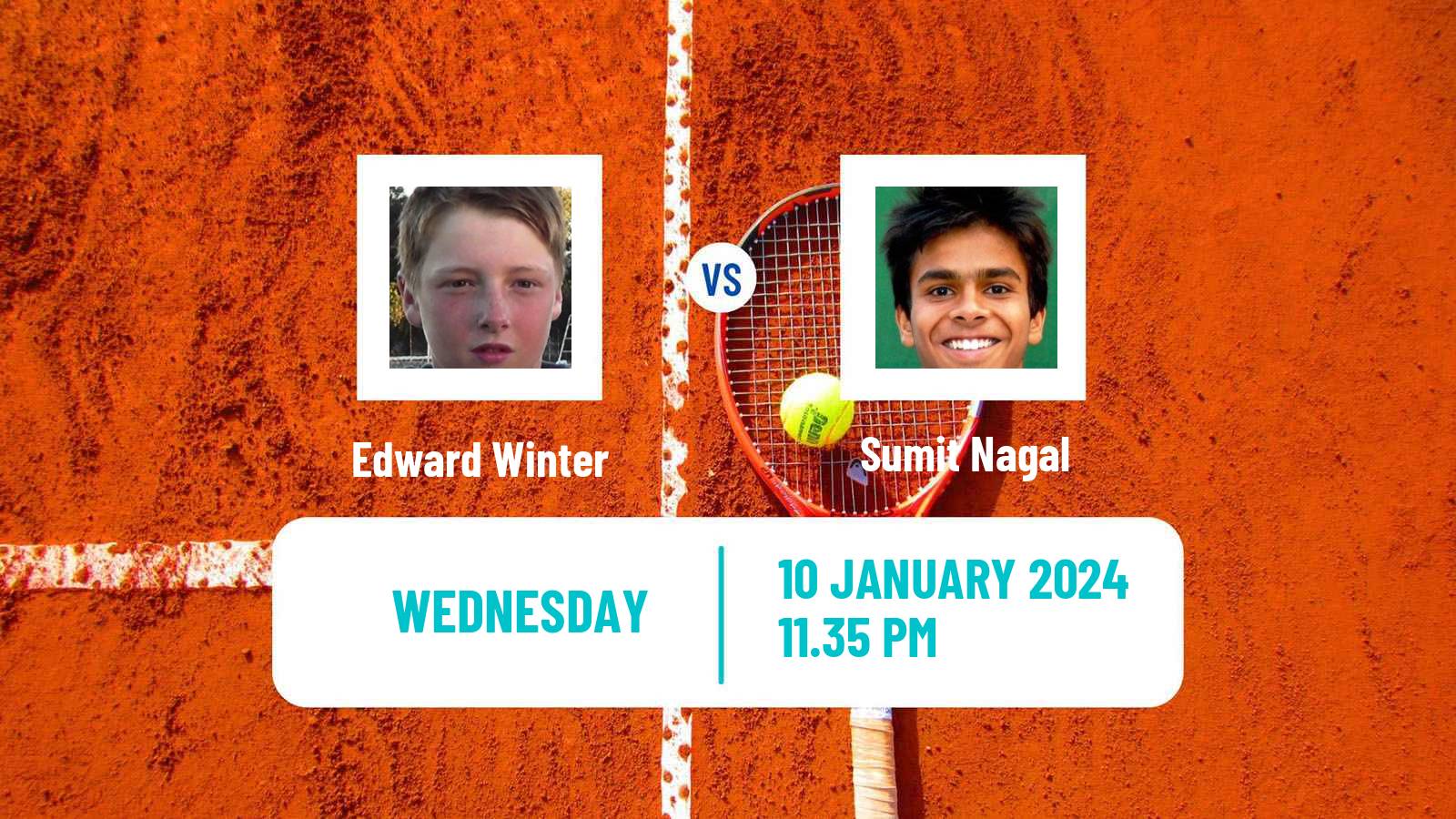 Tennis ATP Australian Open Edward Winter - Sumit Nagal