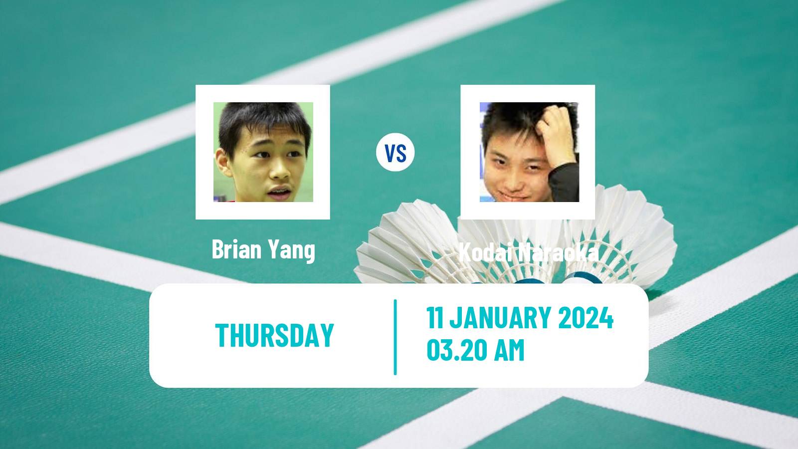 Badminton BWF World Tour Malaysia Open Men Brian Yang - Kodai Naraoka