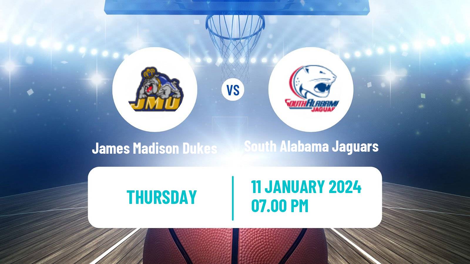 Basketball NCAA College Basketball James Madison Dukes - South Alabama Jaguars