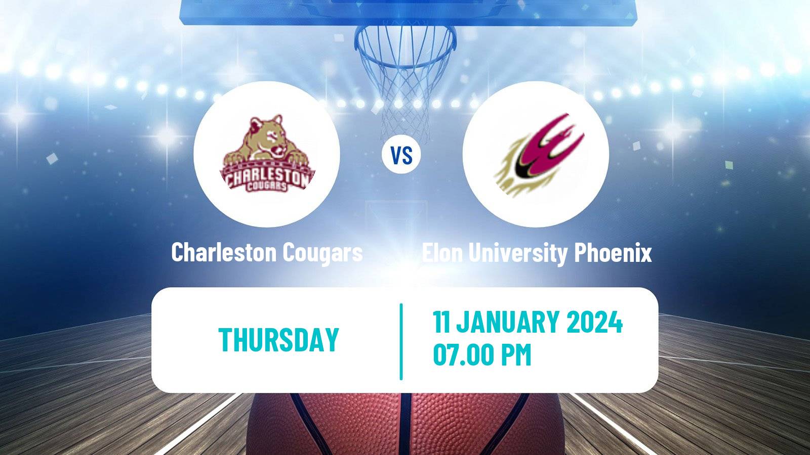 Basketball NCAA College Basketball Charleston Cougars - Elon University Phoenix