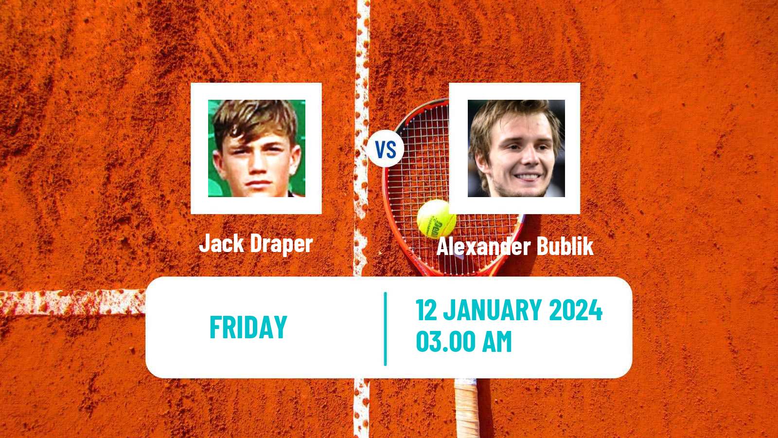 Tennis ATP Adelaide Jack Draper - Alexander Bublik