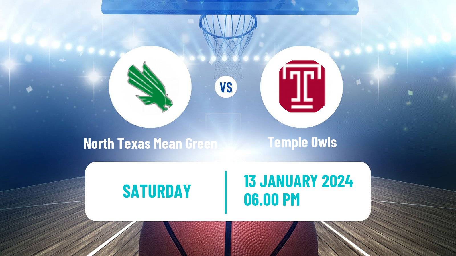 Basketball NCAA College Basketball North Texas Mean Green - Temple Owls