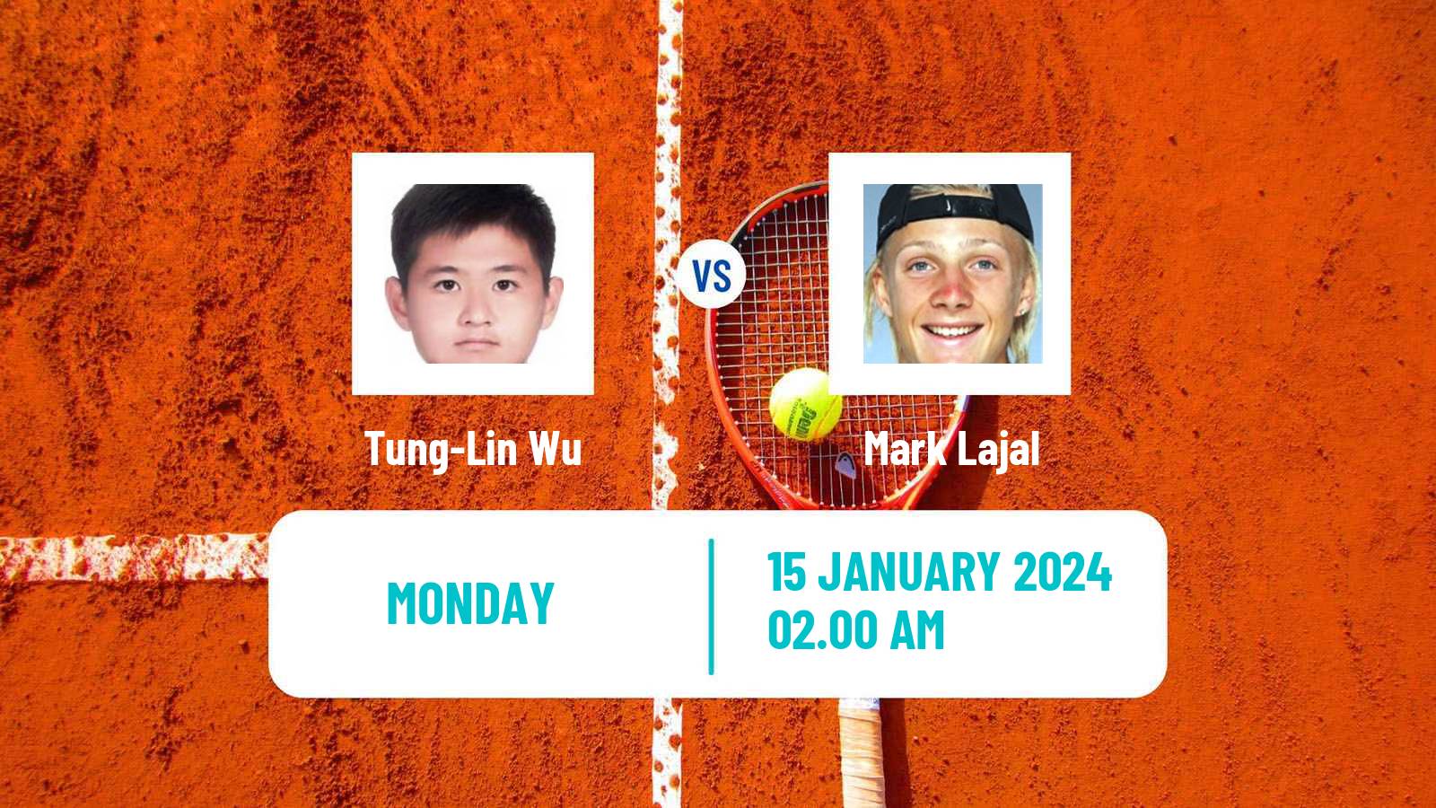Tennis Nonthaburi 3 Challenger Men Tung-Lin Wu - Mark Lajal