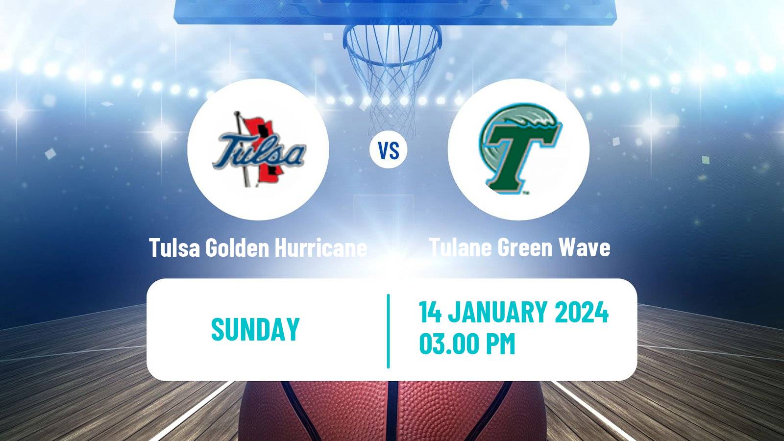 Basketball NCAA College Basketball Tulsa Golden Hurricane - Tulane Green Wave