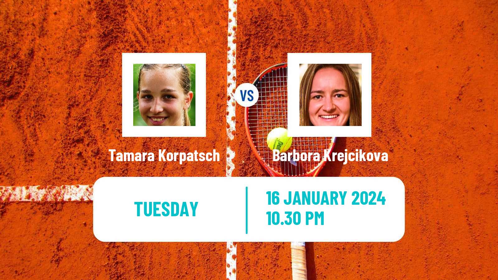 Tennis WTA Australian Open Tamara Korpatsch - Barbora Krejcikova