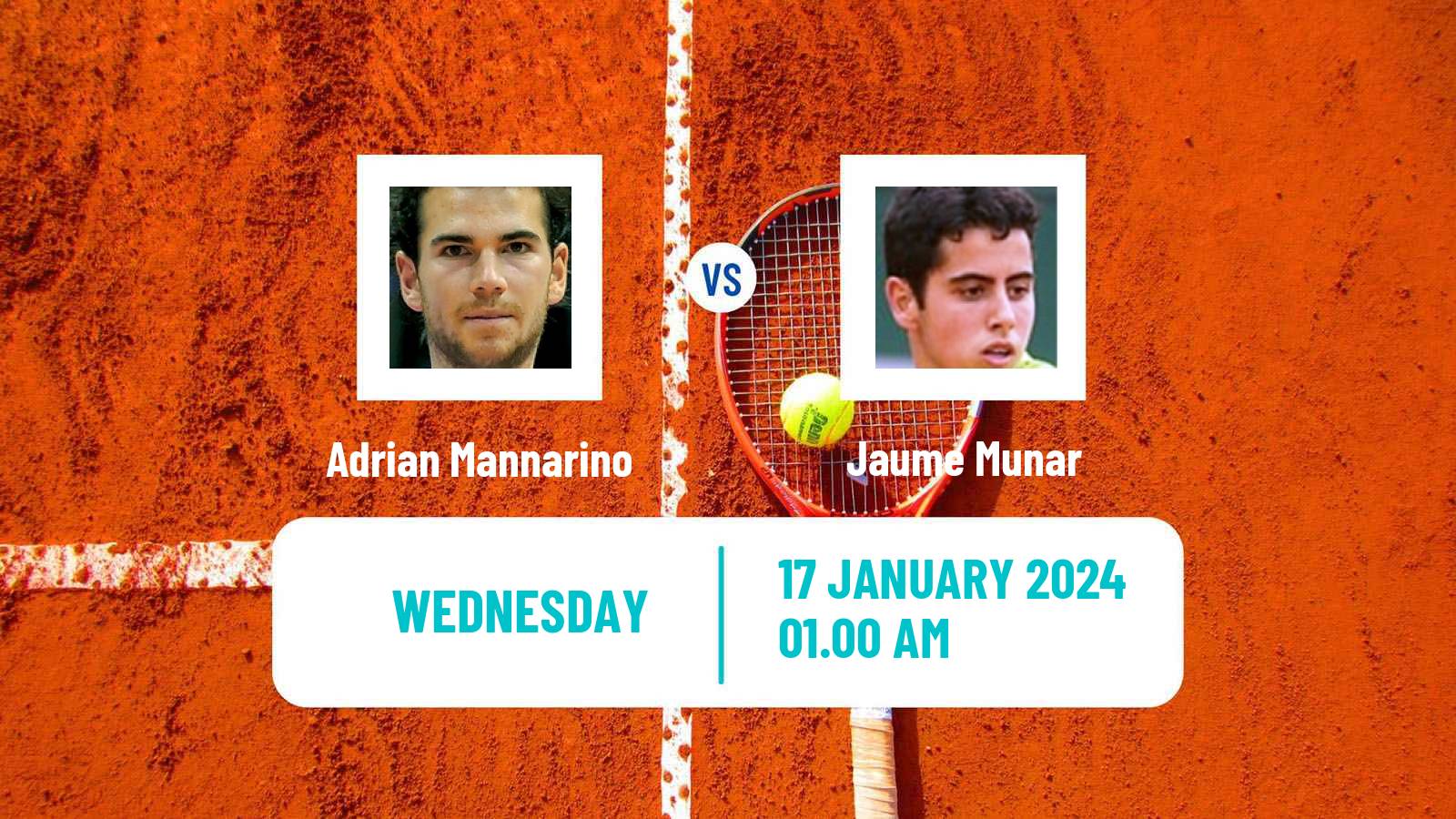 Tennis ATP Australian Open Adrian Mannarino - Jaume Munar