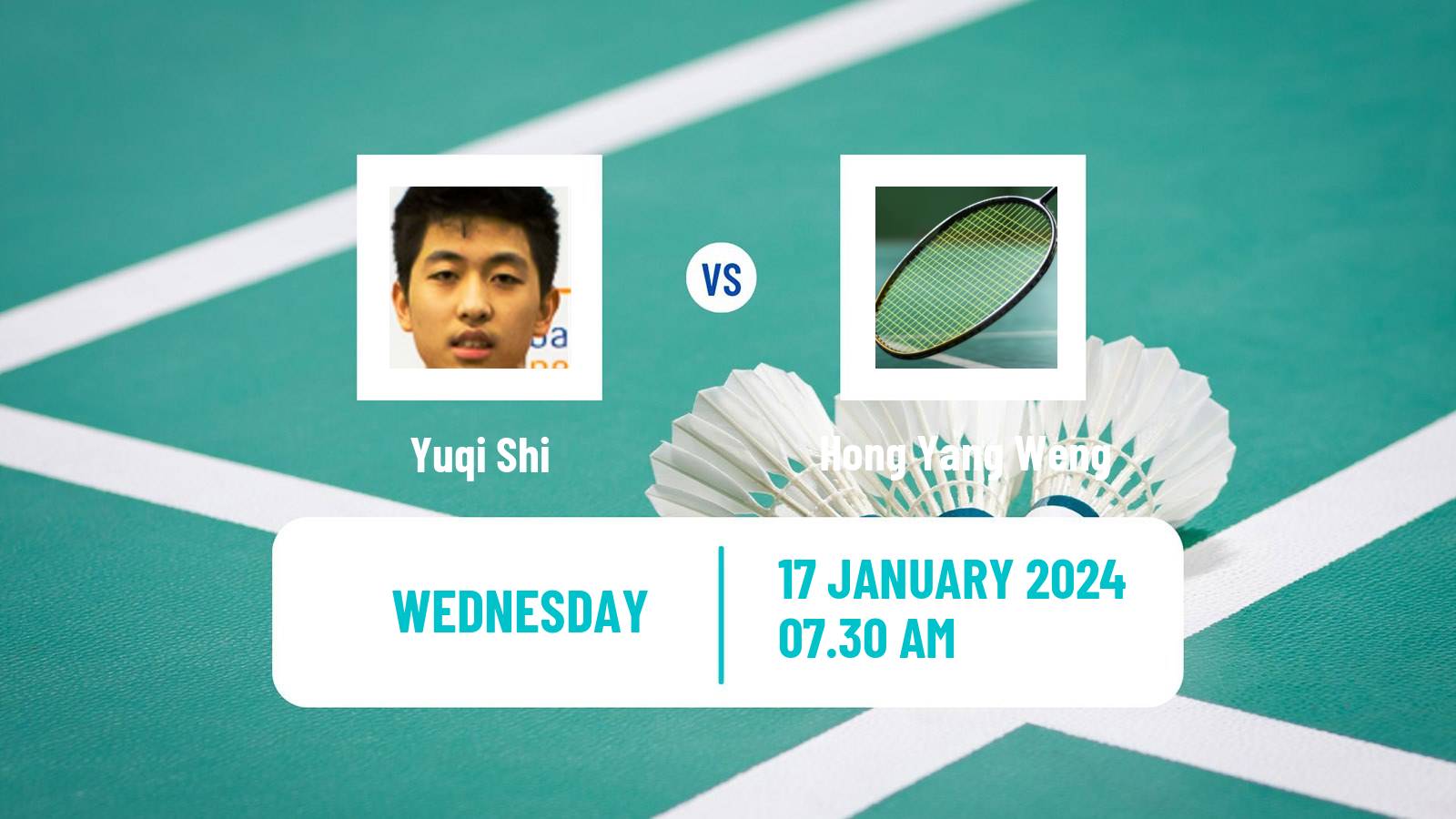 Badminton BWF World Tour India Open Men Yuqi Shi - Hong Yang Weng