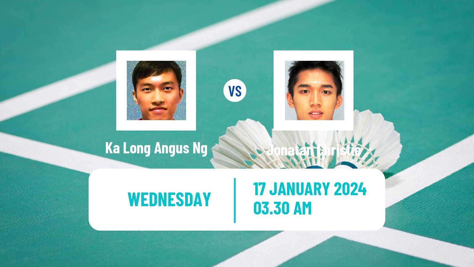 Badminton BWF World Tour India Open Men Ka Long Angus Ng - Jonatan Christie
