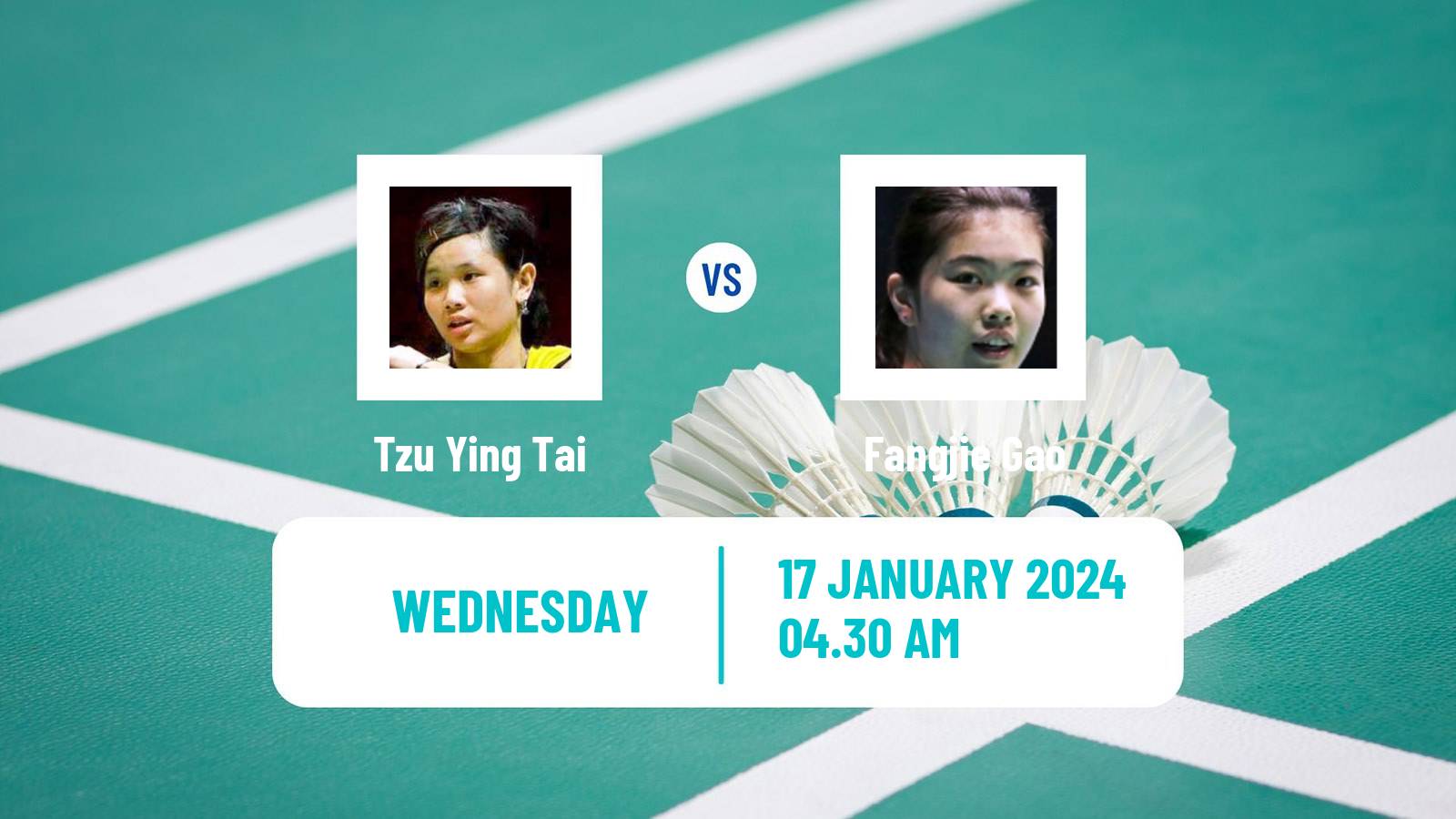 Badminton BWF World Tour India Open Women Tzu Ying Tai - Fangjie Gao