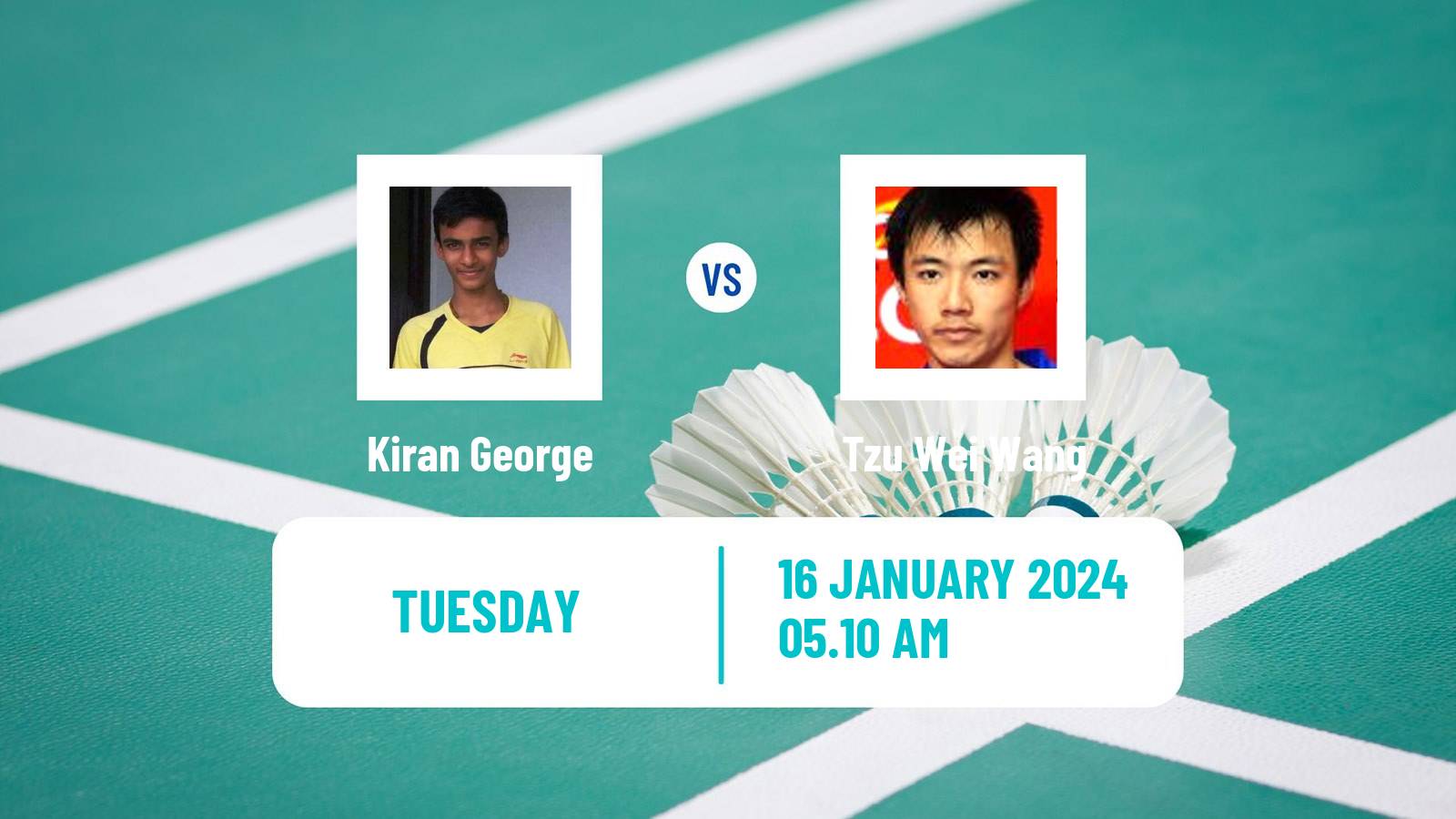 Badminton BWF World Tour India Open Men Kiran George - Tzu Wei Wang