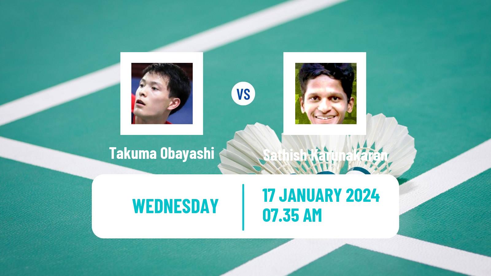 Badminton BWF World Tour India Open Men Takuma Obayashi - Sathish Karunakaran