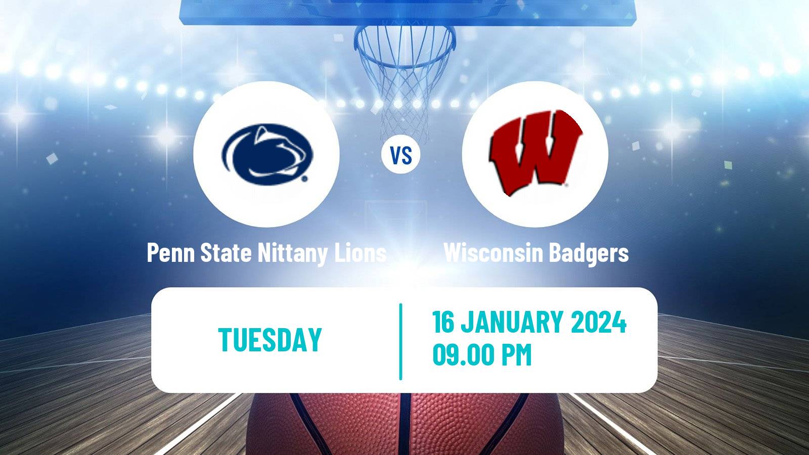 Basketball NCAA College Basketball Penn State Nittany Lions - Wisconsin Badgers