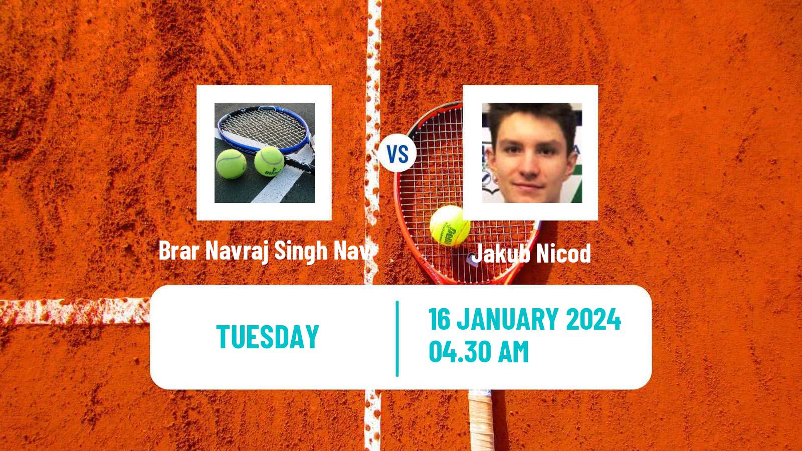 Tennis ITF M15 Monastir 3 Men 2024 Brar Navraj Singh Nav - Jakub Nicod