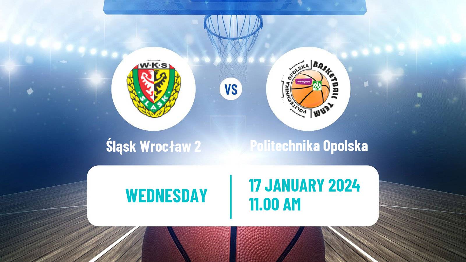 Basketball Polish 1 Liga Basketball Śląsk Wrocław 2 - Politechnika Opolska