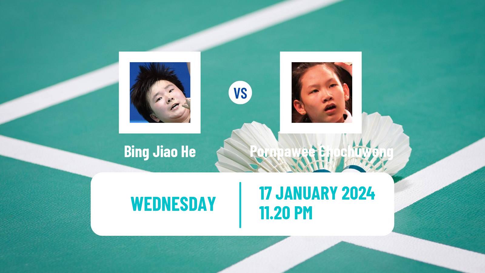 Badminton BWF World Tour India Open Women Bing Jiao He - Pornpawee Chochuwong