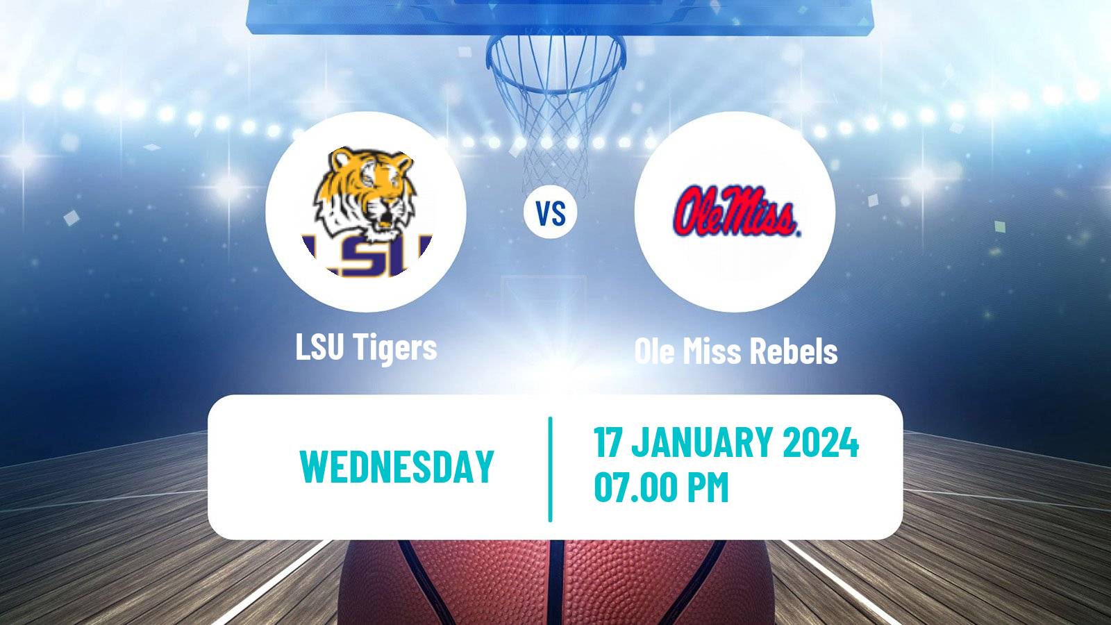 Basketball NCAA College Basketball LSU Tigers - Ole Miss Rebels