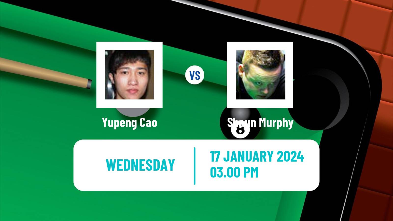 Snooker World Grand Prix Yupeng Cao - Shaun Murphy