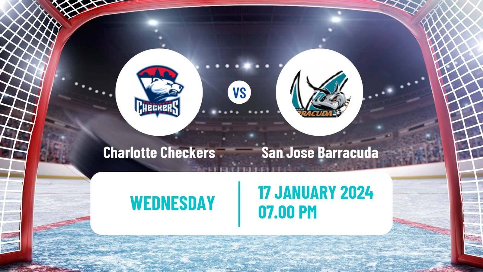 Hockey AHL Charlotte Checkers - San Jose Barracuda