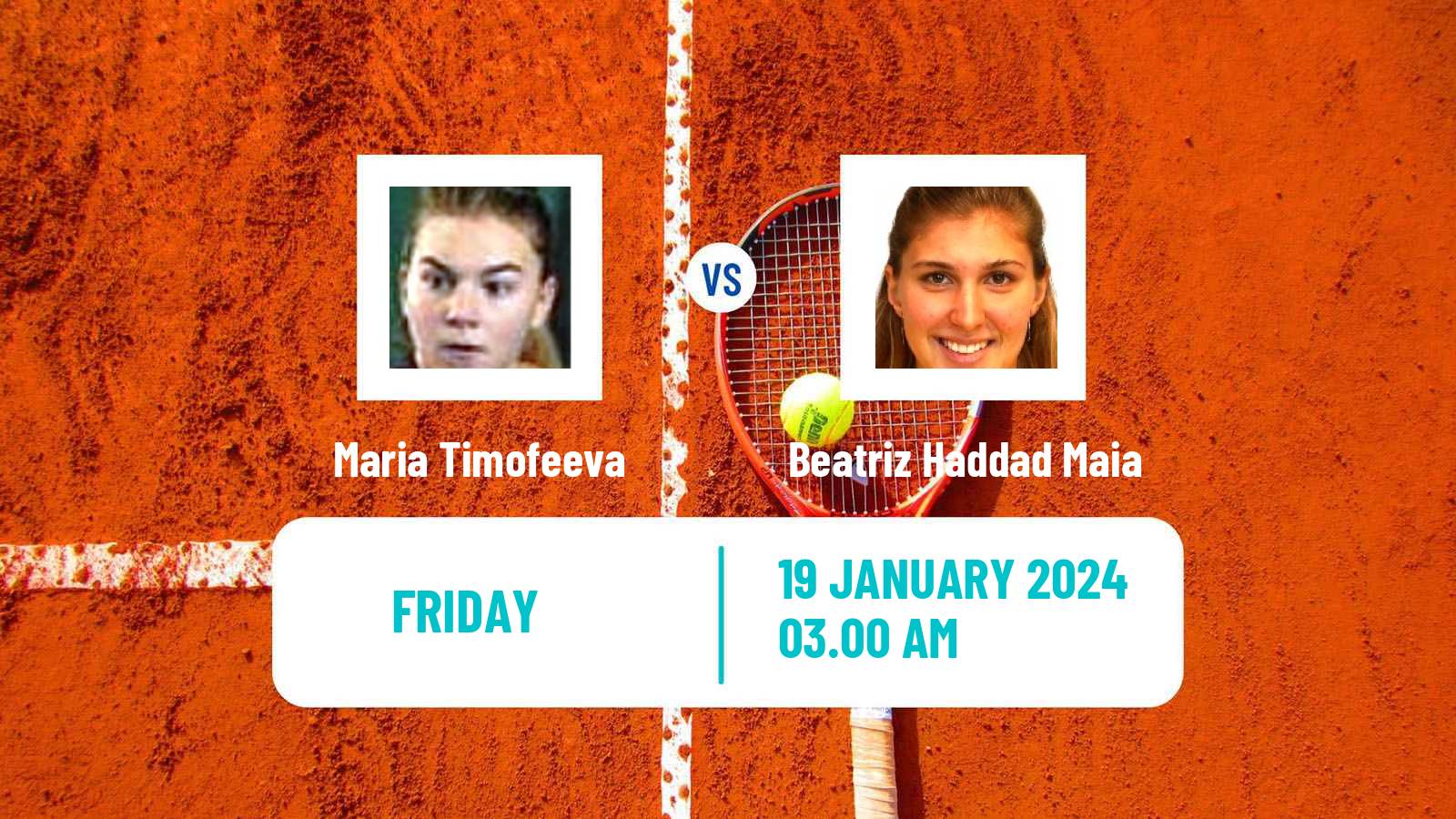 Tennis WTA Australian Open Maria Timofeeva - Beatriz Haddad Maia