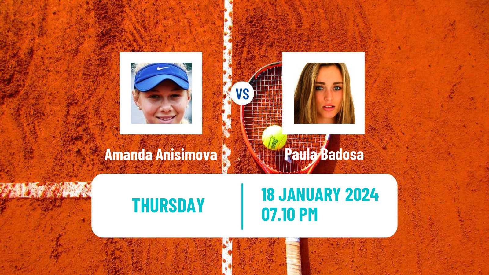 Tennis WTA Australian Open Amanda Anisimova - Paula Badosa