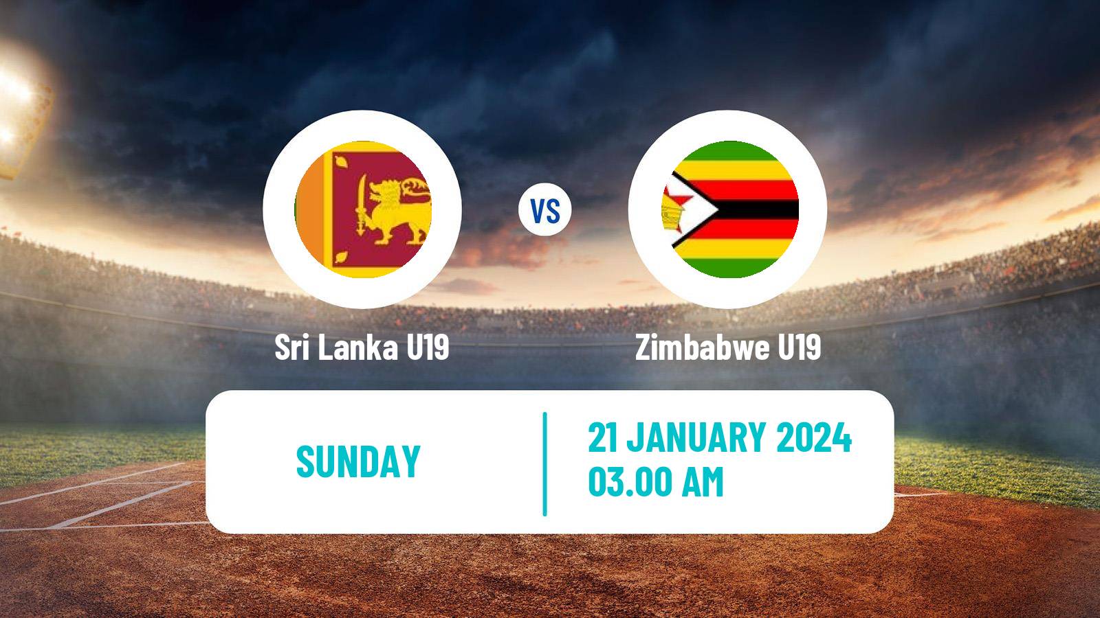 Cricket ICC U19 World Cup Sri Lanka U19 - Zimbabwe U19