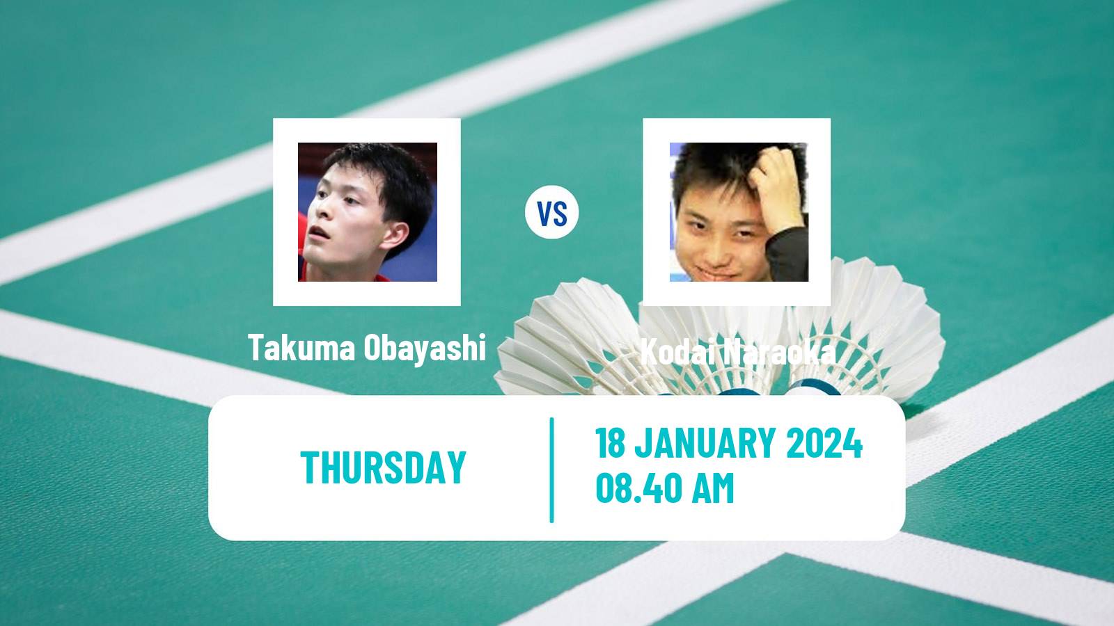 Badminton BWF World Tour India Open Men Takuma Obayashi - Kodai Naraoka