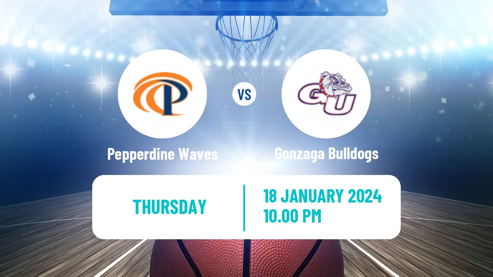 Basketball NCAA College Basketball Pepperdine Waves - Gonzaga Bulldogs