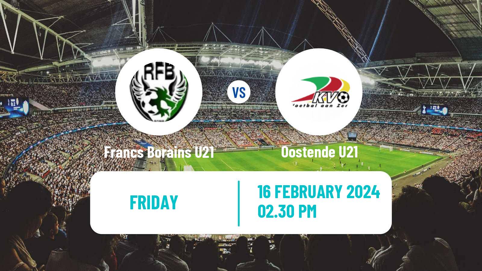 Soccer Belgian Pro League U21 Francs Borains U21 - Oostende U21