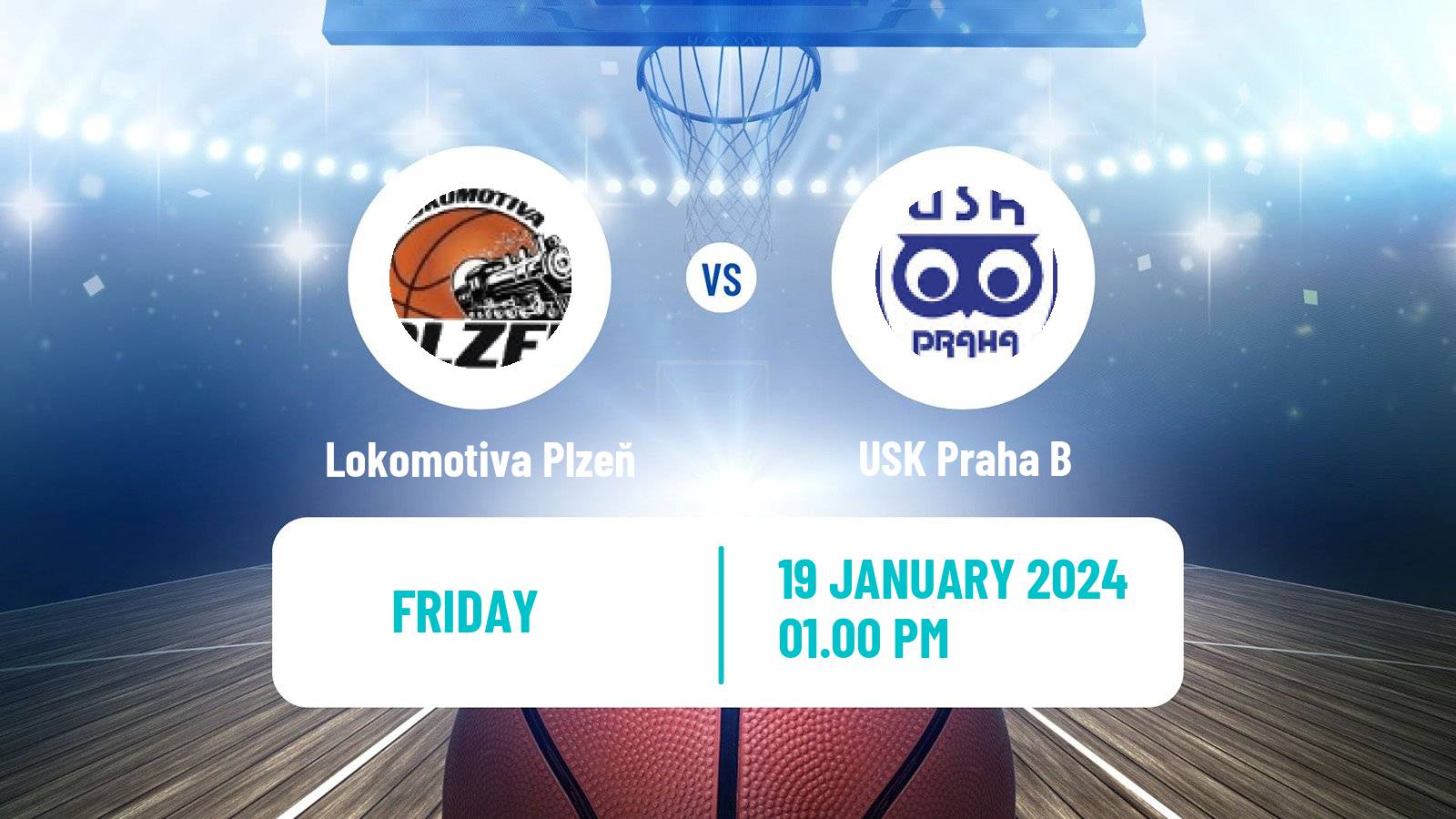 Basketball Czech 1 Liga Basketball Lokomotiva Plzeň - USK Praha B