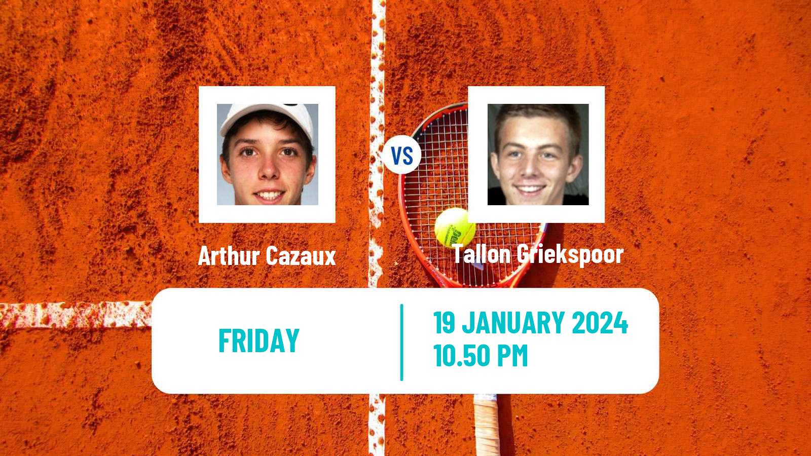 Tennis ATP Australian Open Arthur Cazaux - Tallon Griekspoor