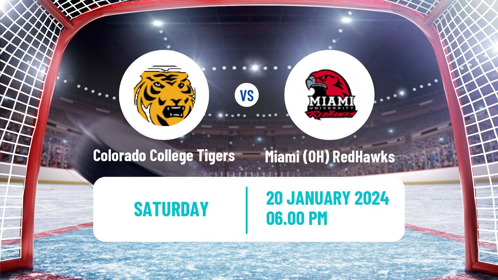 Hockey NCAA Hockey Colorado College Tigers - Miami OH RedHawks