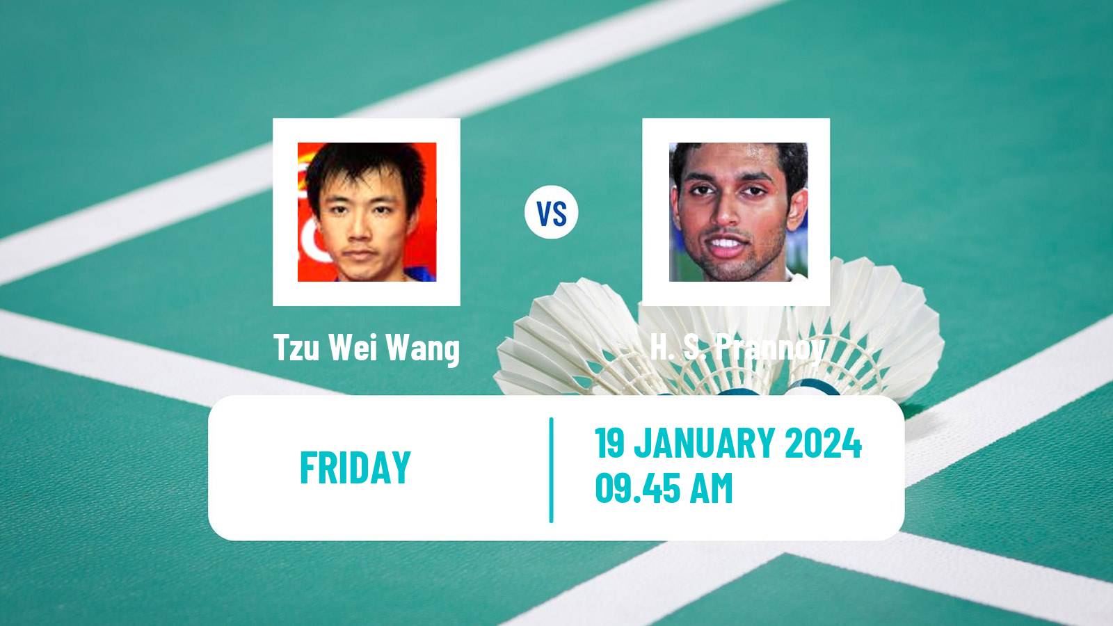Badminton BWF World Tour India Open Men Tzu Wei Wang - H. S. Prannoy
