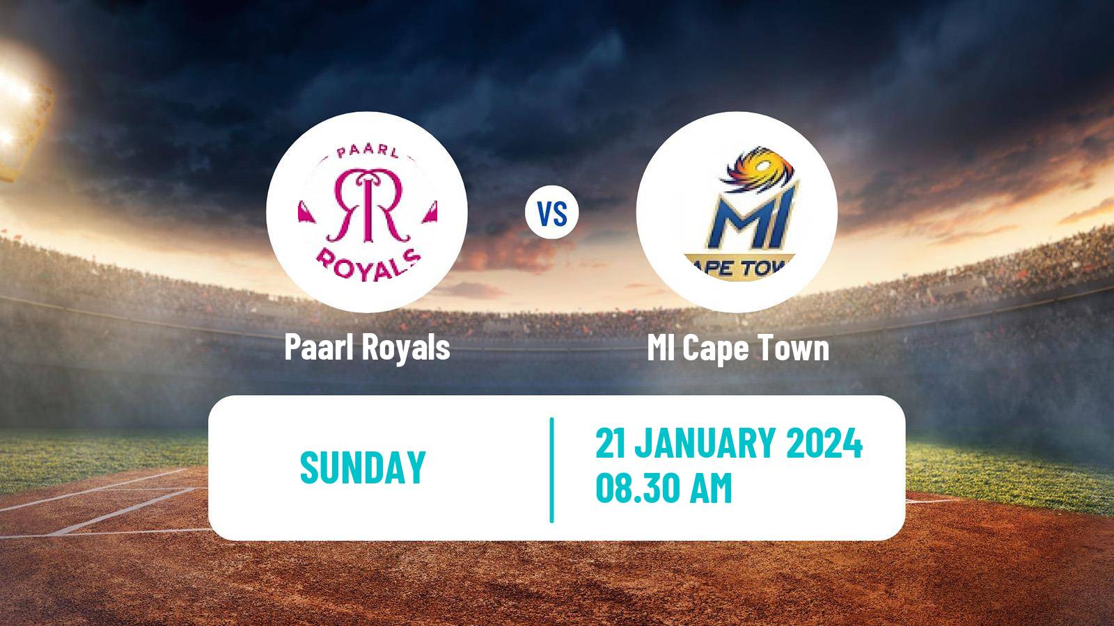 Cricket South African SA20 Paarl Royals - MI Cape Town
