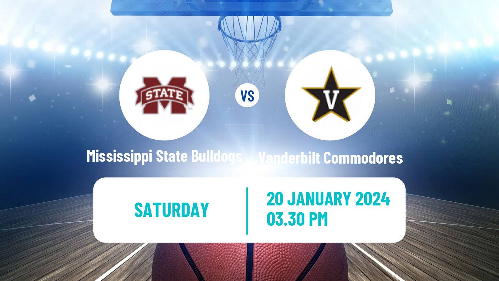 Basketball NCAA College Basketball Mississippi State Bulldogs - Vanderbilt Commodores