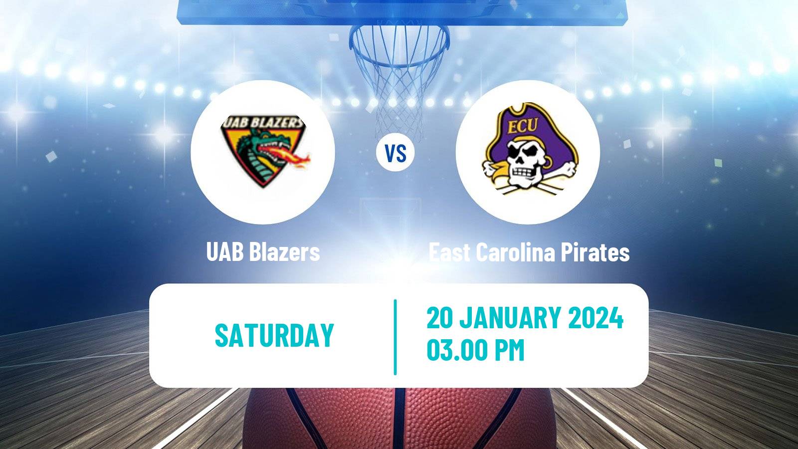 Basketball NCAA College Basketball UAB Blazers - East Carolina Pirates