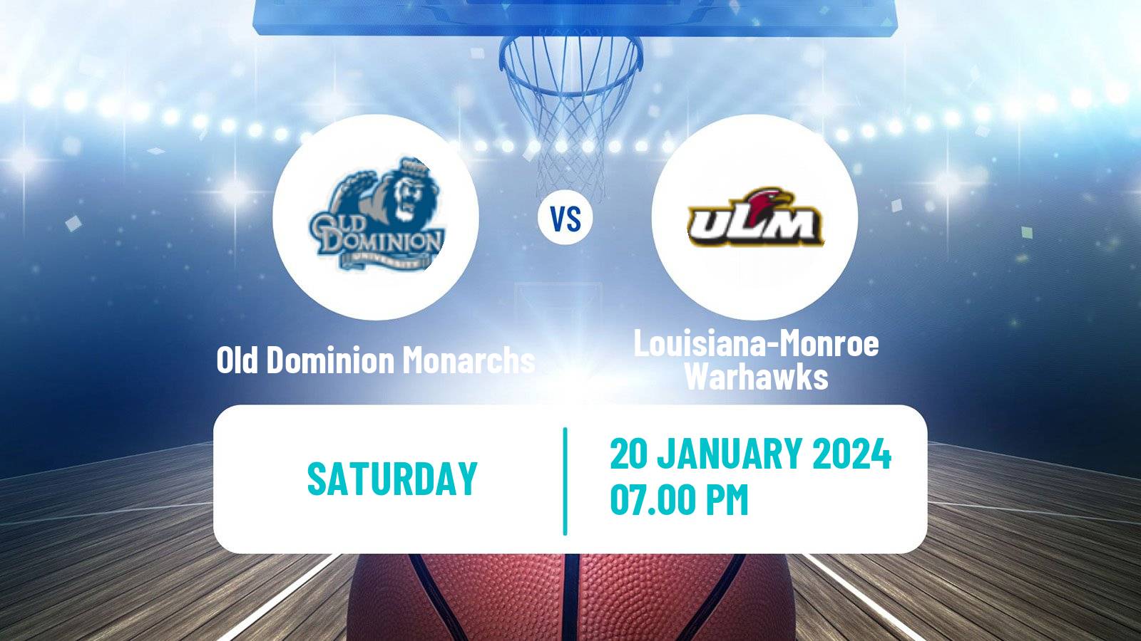 Basketball NCAA College Basketball Old Dominion Monarchs - Louisiana-Monroe Warhawks