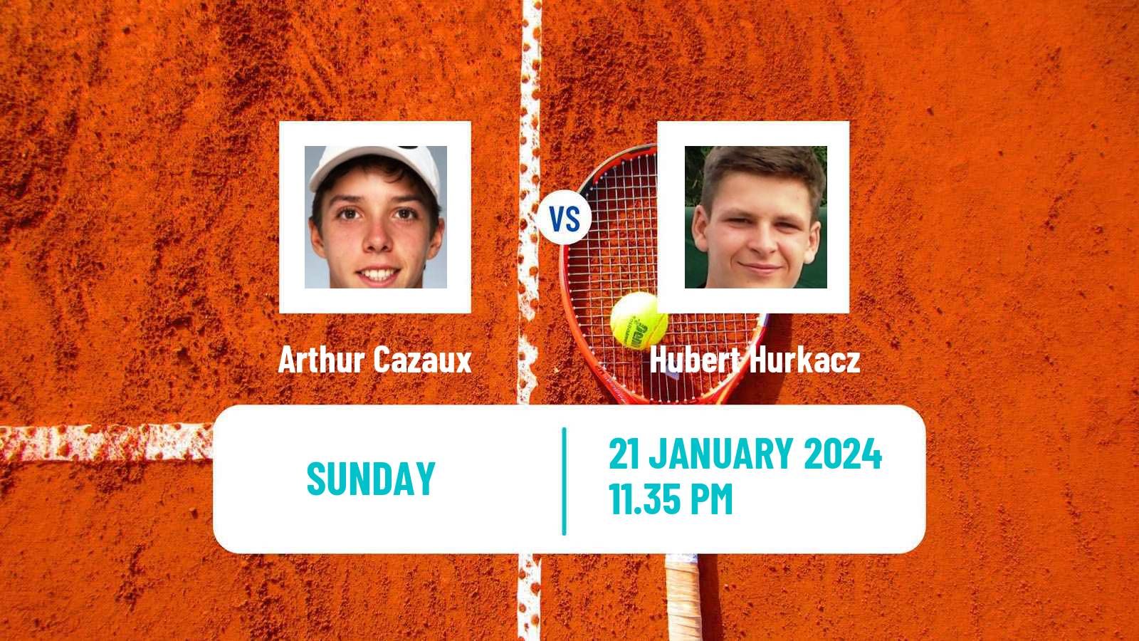 Tennis ATP Australian Open Arthur Cazaux - Hubert Hurkacz