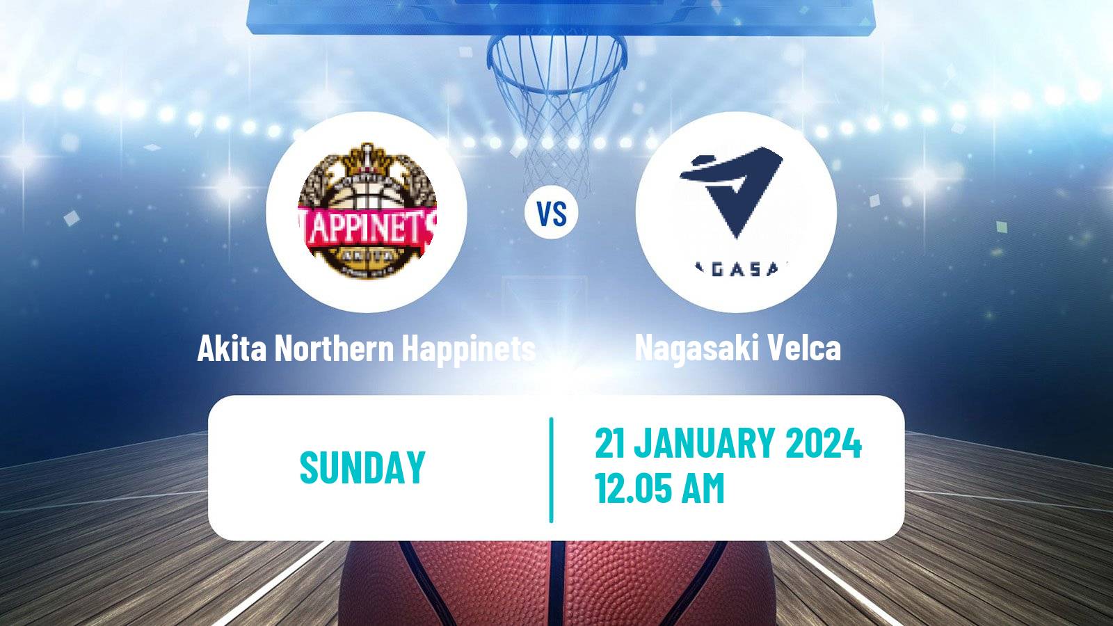 Basketball BJ League Akita Northern Happinets - Nagasaki Velca