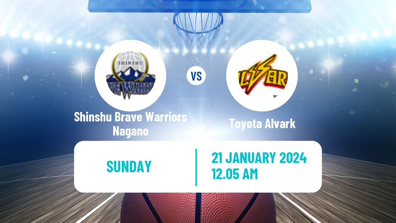 Basketball BJ League Shinshu Brave Warriors Nagano - Toyota Alvark