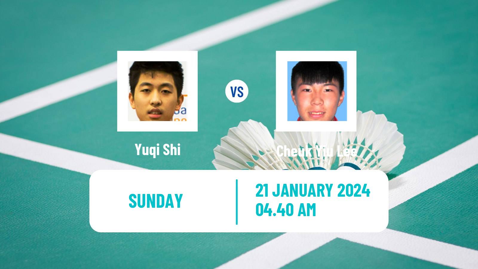 Badminton BWF World Tour India Open Men Yuqi Shi - Cheuk Yiu Lee