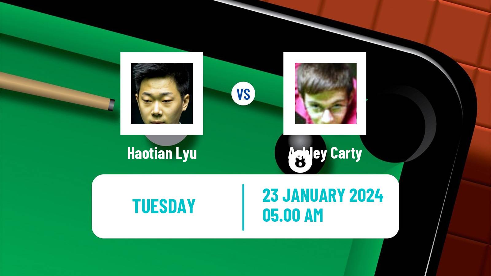 Snooker World Open Haotian Lyu - Ashley Carty