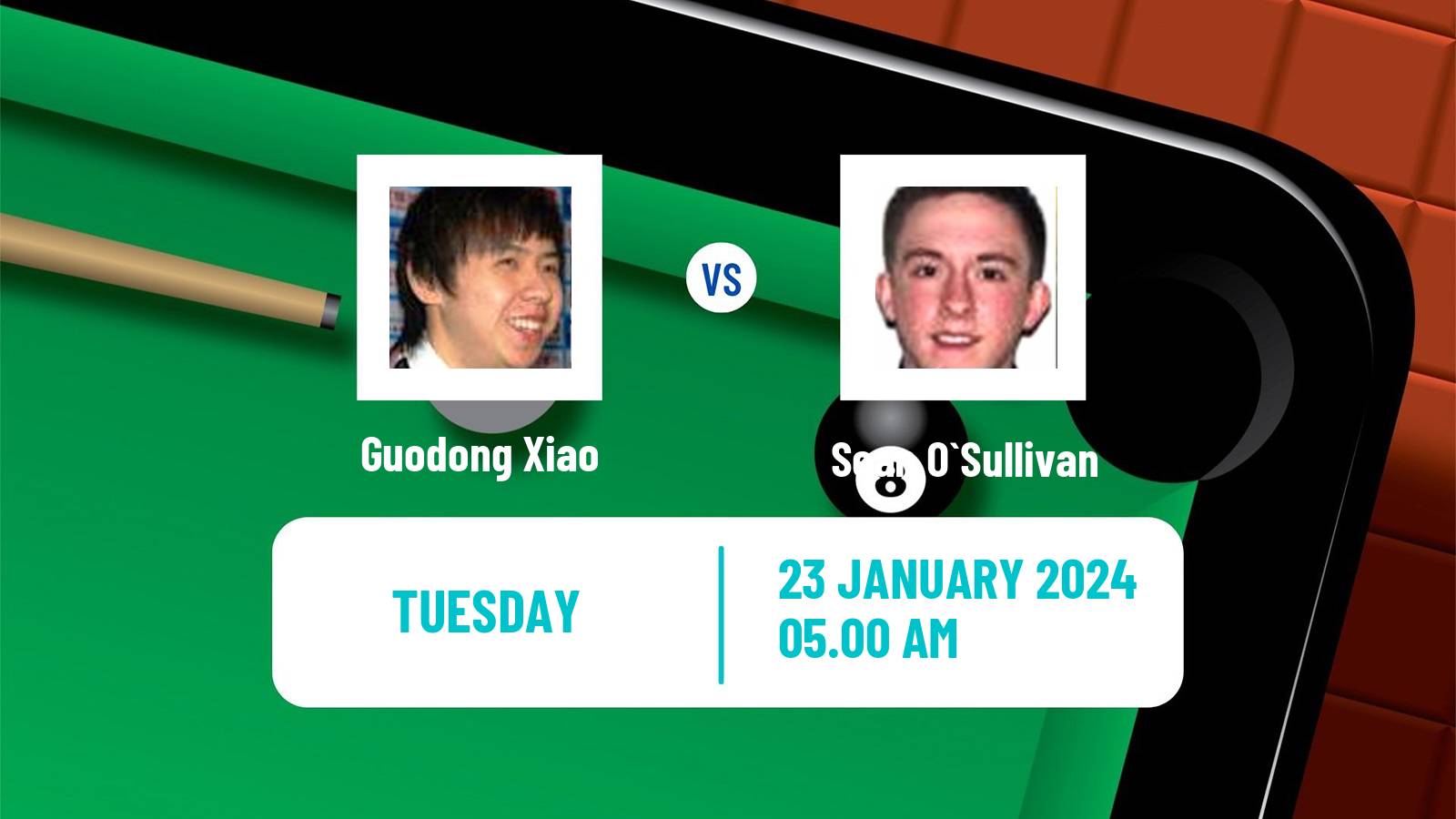 Snooker World Open Guodong Xiao - Sean O`Sullivan