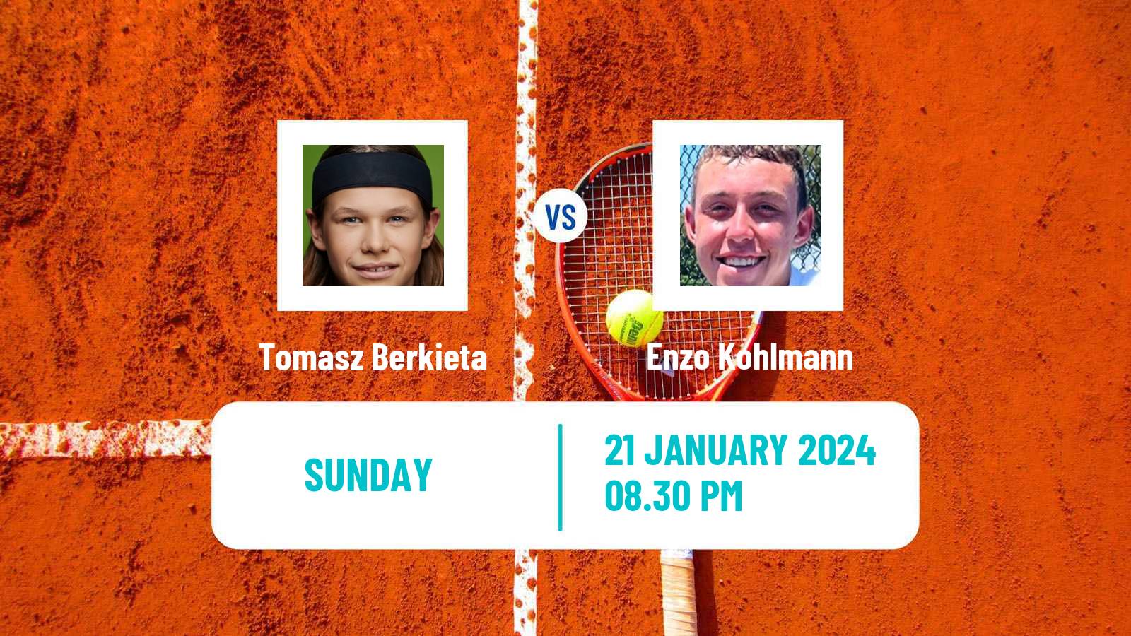 Tennis Boys Singles Australian Open Tomasz Berkieta - Enzo Kohlmann