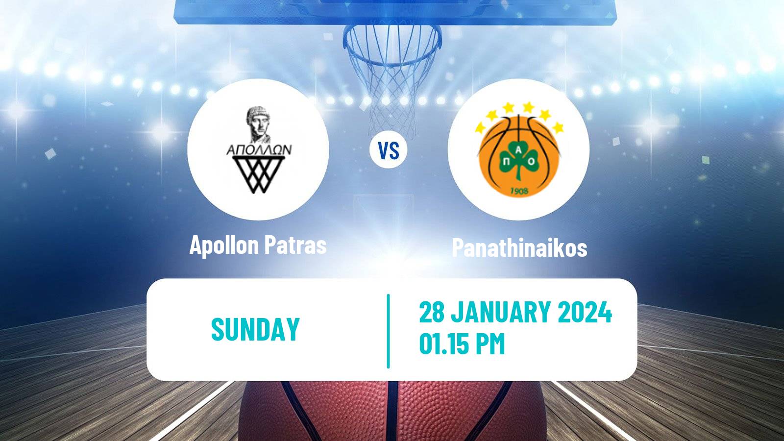 Basketball Greek Basket League A1 Apollon Patras - Panathinaikos