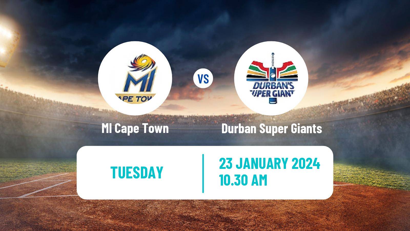 Cricket South African SA20 MI Cape Town - Durban Super Giants