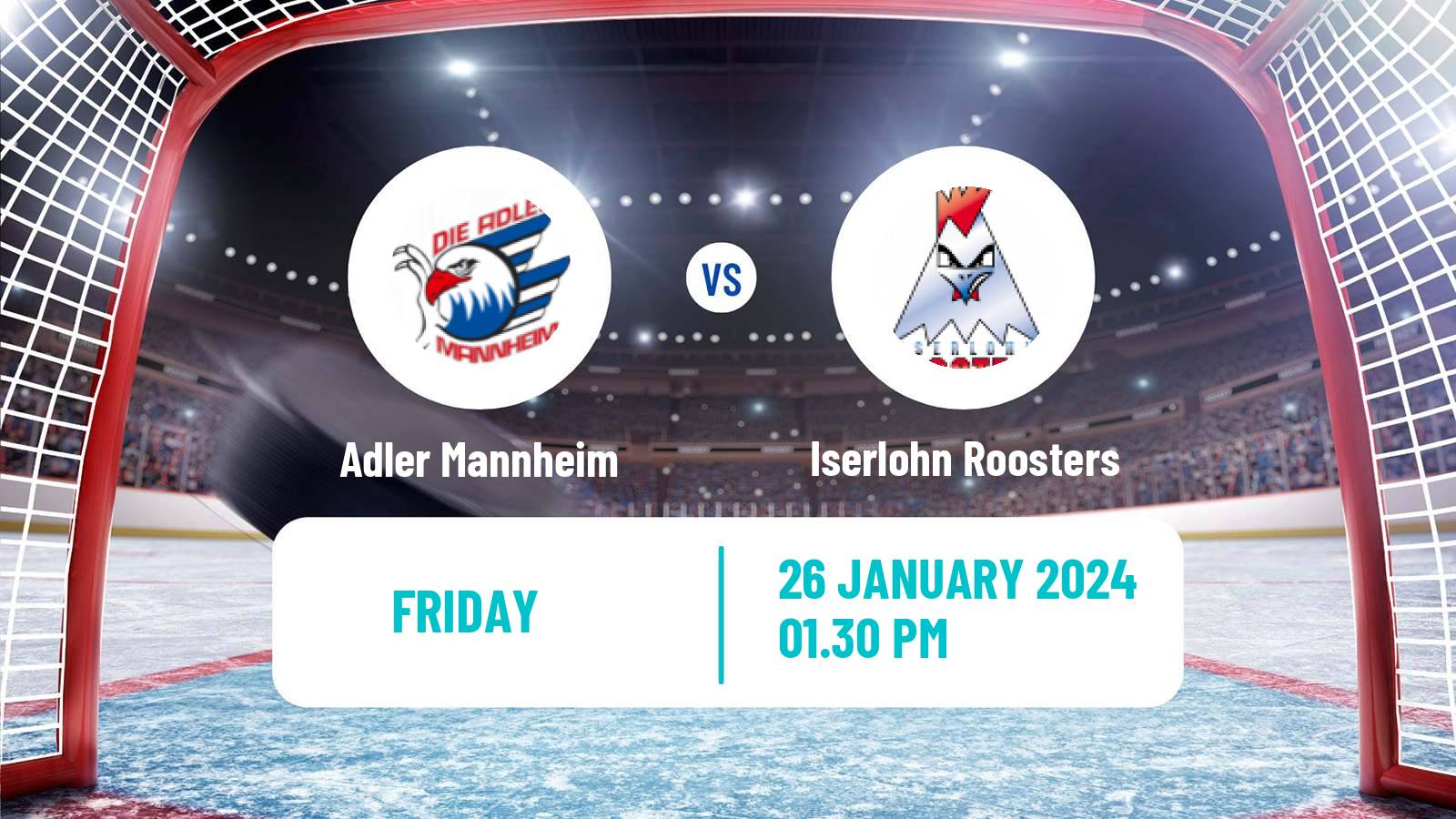 Hockey German Ice Hockey League Adler Mannheim - Iserlohn Roosters