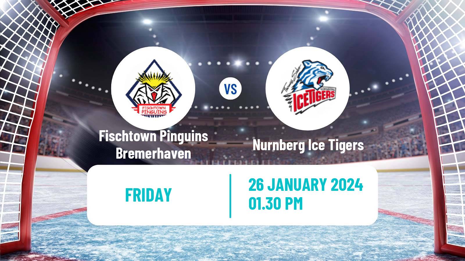 Hockey German Ice Hockey League Fischtown Pinguins Bremerhaven - Nurnberg Ice Tigers