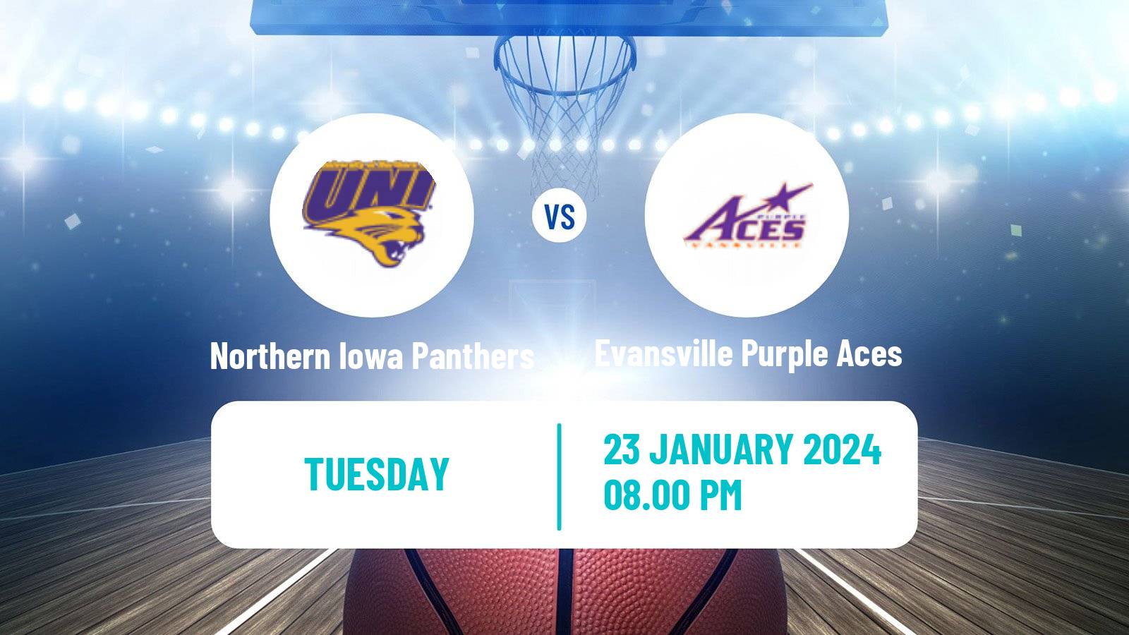 Basketball NCAA College Basketball Northern Iowa Panthers - Evansville Purple Aces