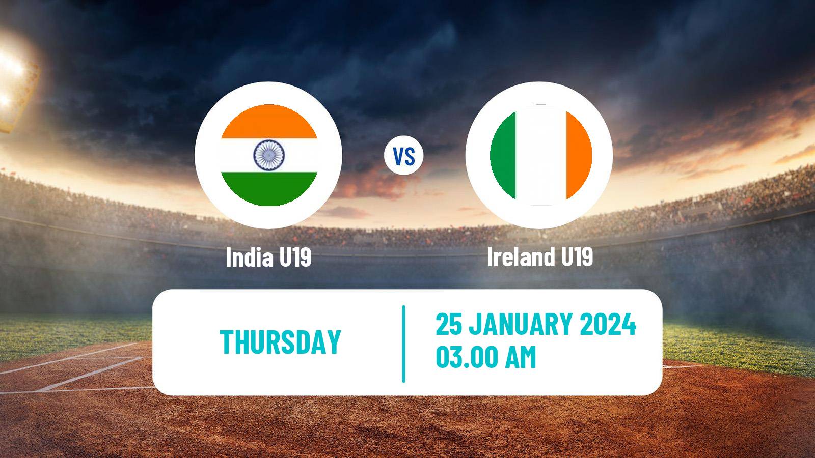 Cricket ICC U19 World Cup India U19 - Ireland U19